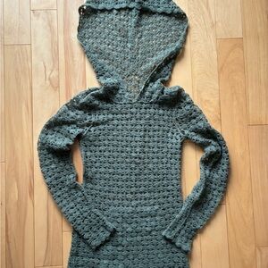 Boutique Open-Knit Texture Hoodie